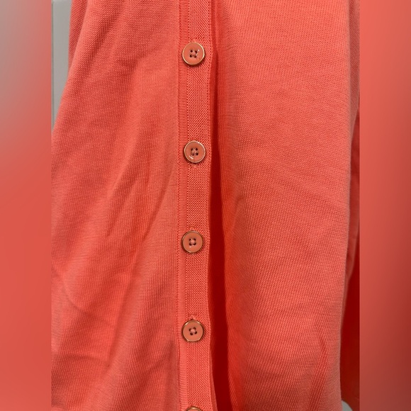Talbots Women Orange V-neck Cardigan Long Sleeve Button Front Sz M Cotton Rayon - Picture 2 of 9